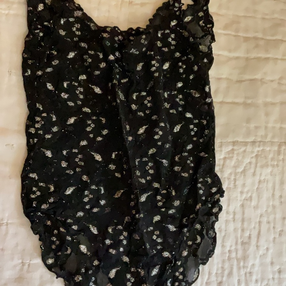 Sexy Sheer Black & Gold Stretch Body Tank Lingerie Lg/XL 14-18